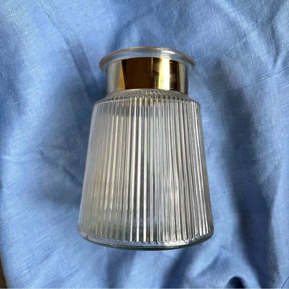 Ribbed Glass Vase with Reflective Gold Wrap Trim - Picture 7 of 11